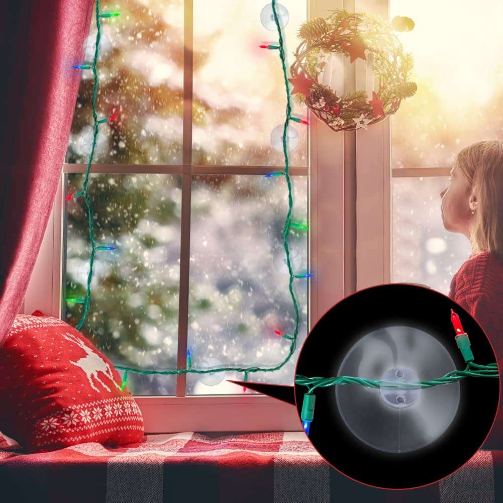 FONUNO Christmas Light Suction Cups 1 8/9" Holiday Light String Suction Cup Hooks Holder for Hanging Christmas Light String Decoration No Tools Required (100 Pieces) 3
