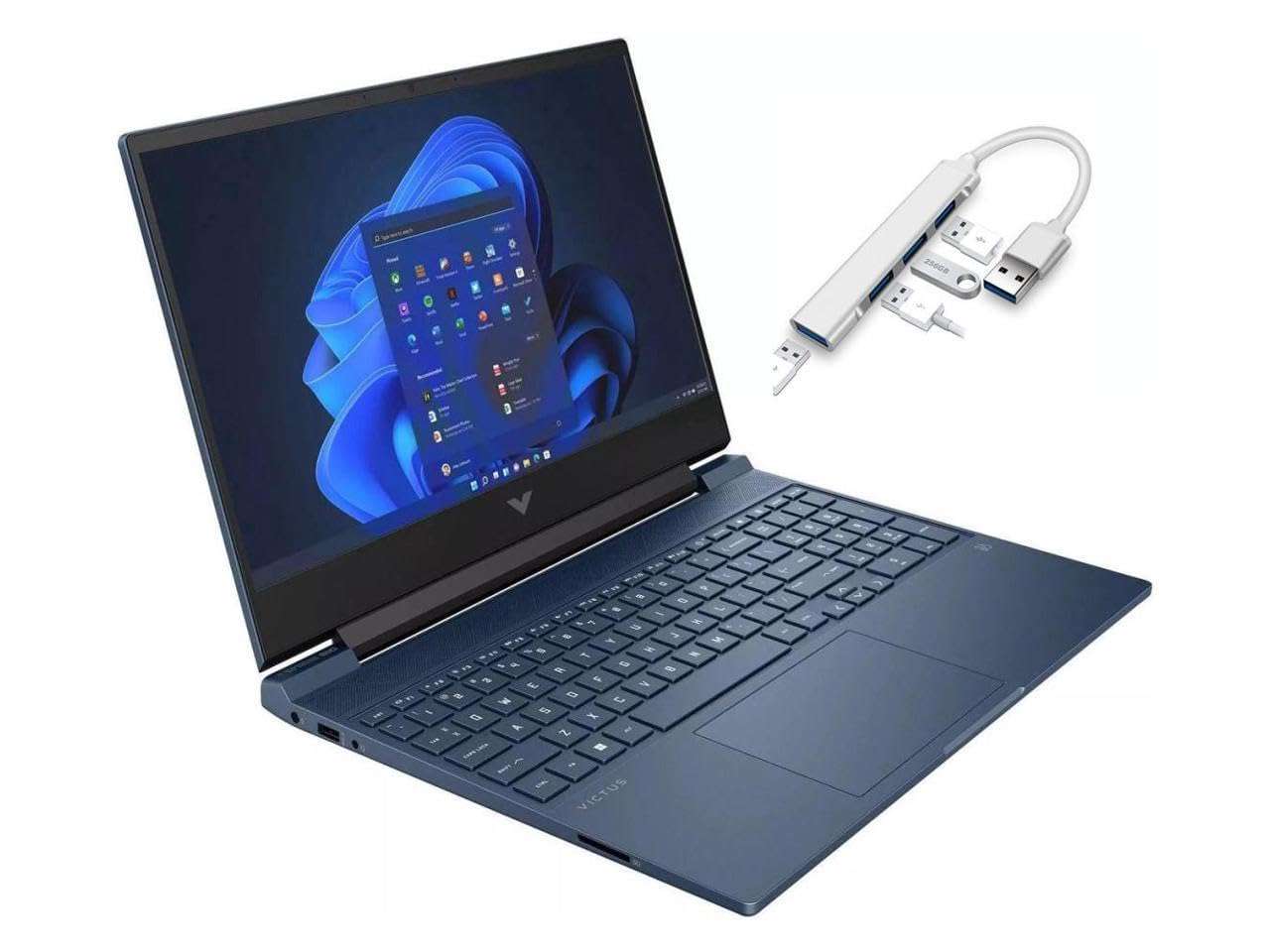 HP Victus 15.6" FHD 144HZ Gaming Laptop | Intel Core i5-12450H | NVIDIA GeForce GTX 3050 | Backlit | Gray | 32GB RAM | 512GB SSD | Windows 11 Home | Bundle with USB 3.0 Hub 1