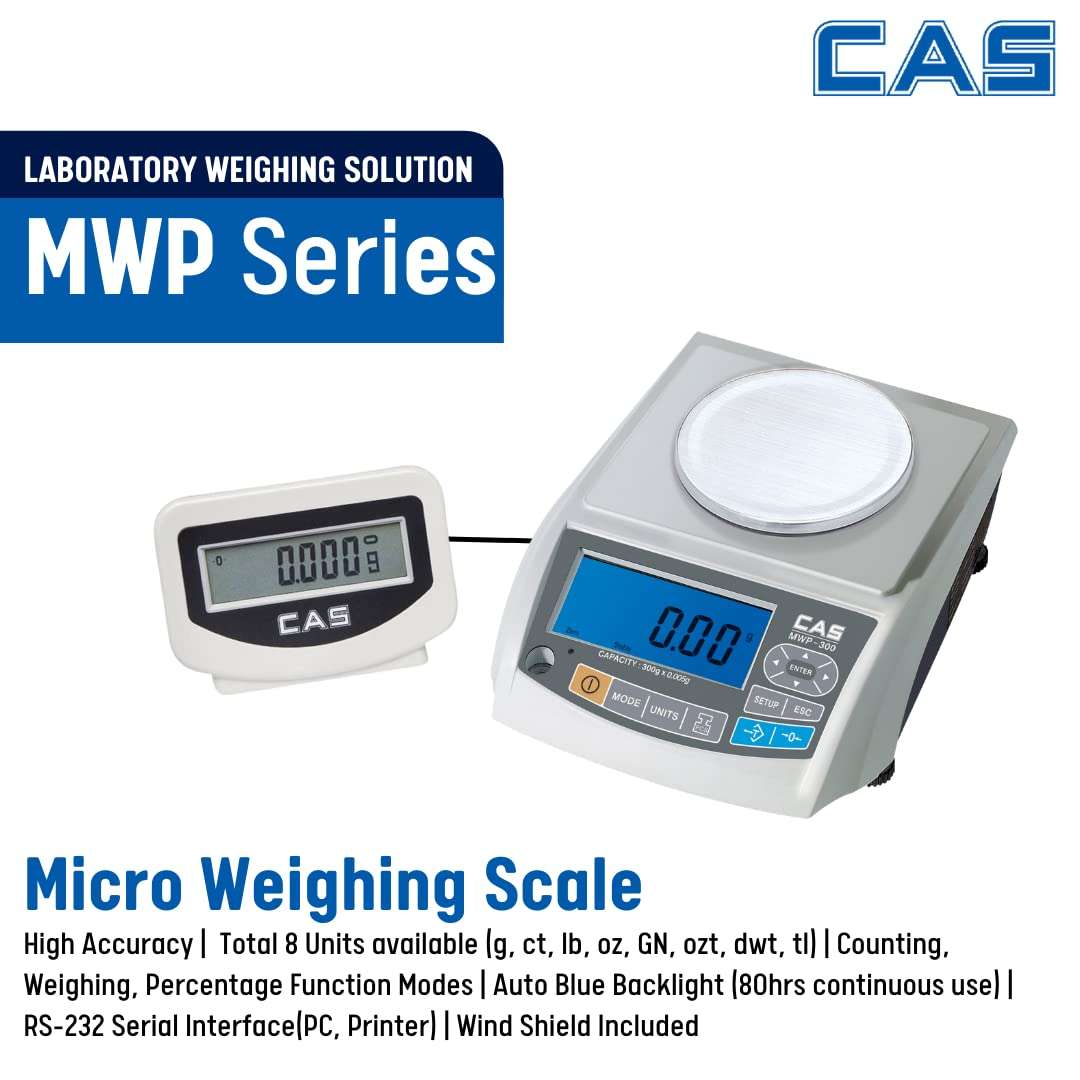 CAS Micro Weighing Scale MWP 600g /10mg High Accuracy Digital Gold Weighing Scale| PF Size 116 dia| Analytical Electric Balance Scale for Educational Lab/Chemical Laboratory/Jewellery Measuring 6