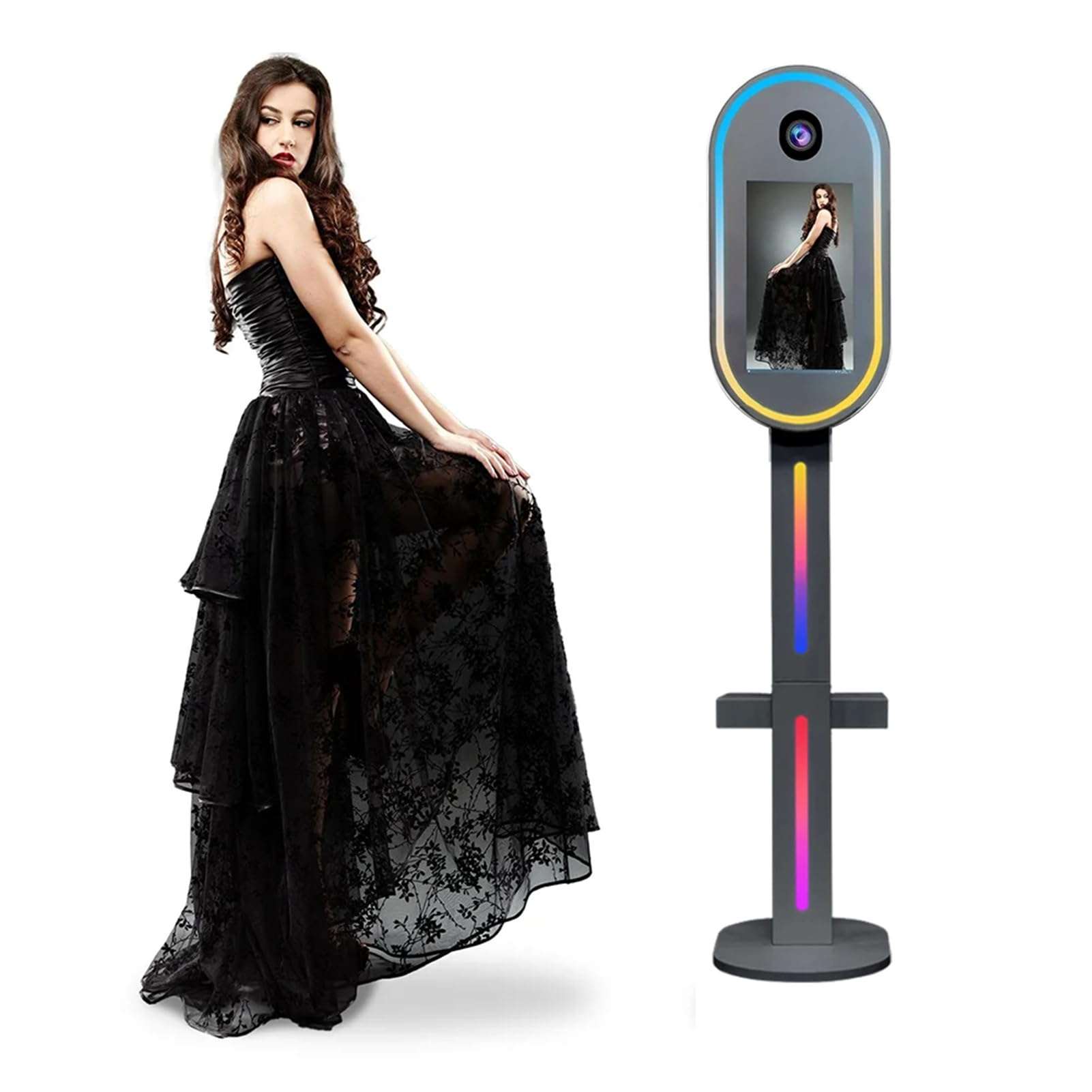 FXNFXLA DSLR Photo Booth Machine Portable 15.6 Inch Touch Screen Camera Mirror Photobooth with Flight Case Packing for Wedding Party Events 1