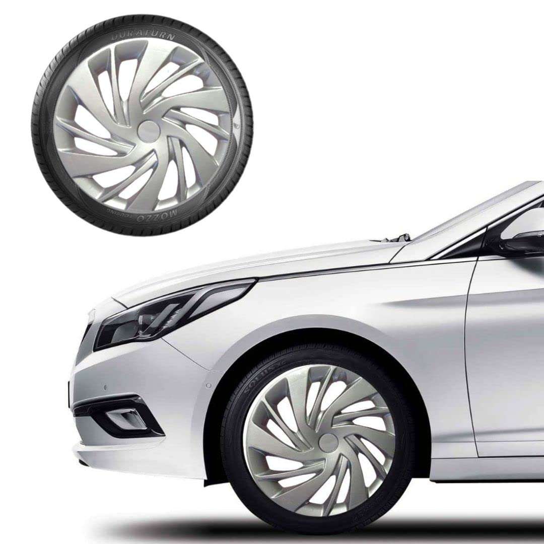 Oshotto/Deccan/Katwheels Push Type 12 inch Silver Wheel Cover Caps Compatible with Hyundai EON 1