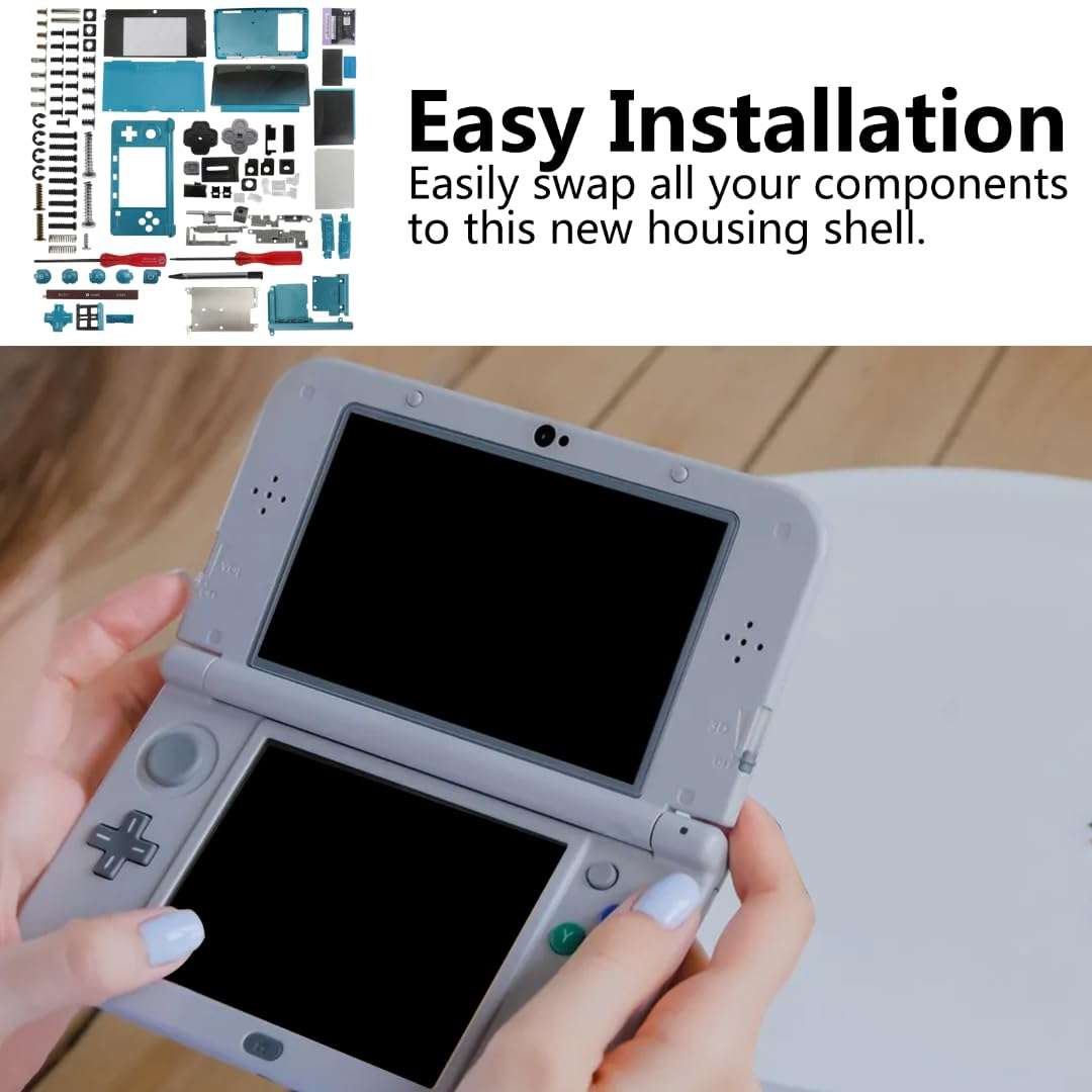 Full Housing Case, 3DS Replacement Housing, 3DS Shell Replacement, Cover Shell Repair Parts, Full Set Replacement Case Kit for Nintendo 3DS Replacement Parts (Aqua Blue) 4