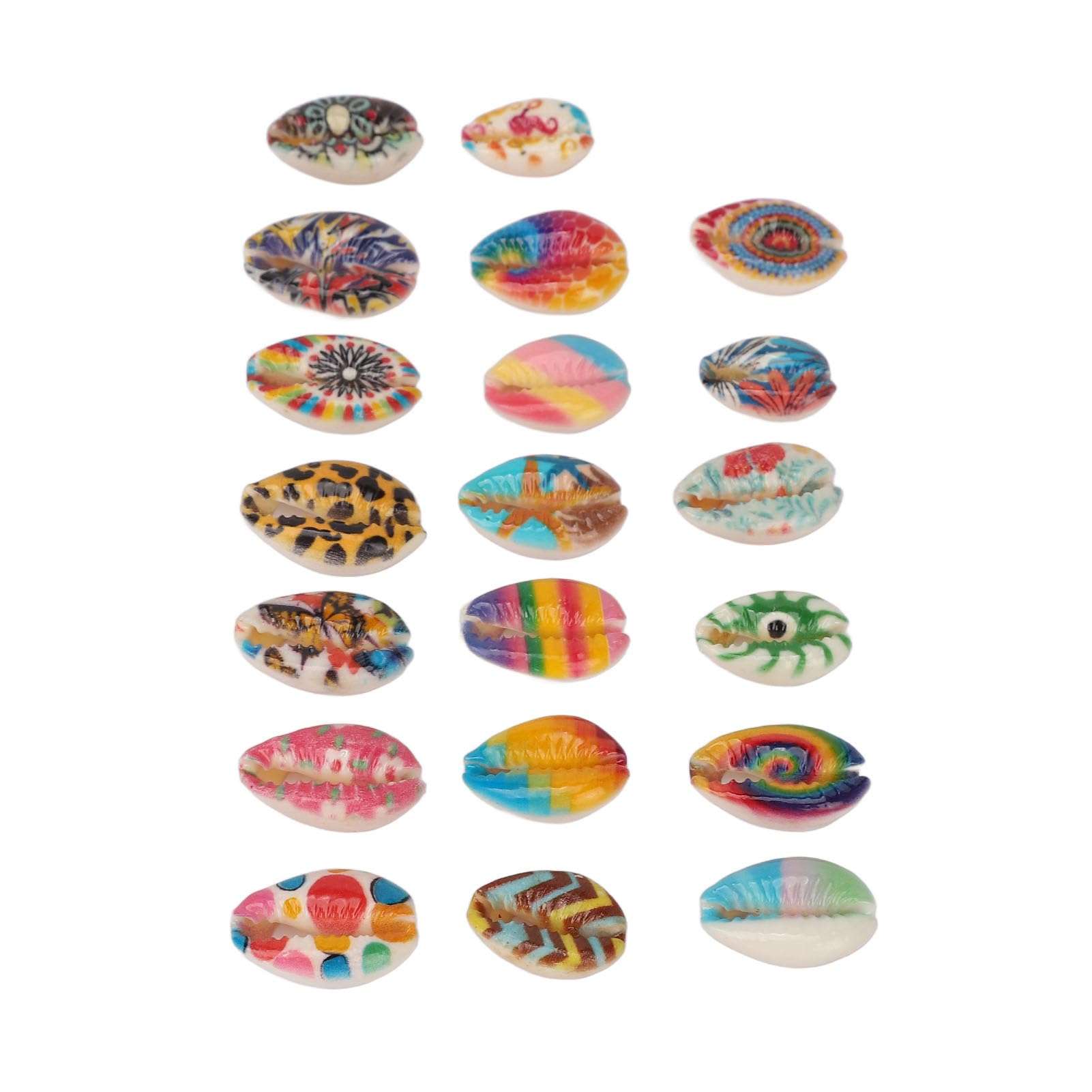 20pcs Hair Shell Pendants Floral Print Shell Hair Braid Rings Jewelry for Braids Dreadlock 3