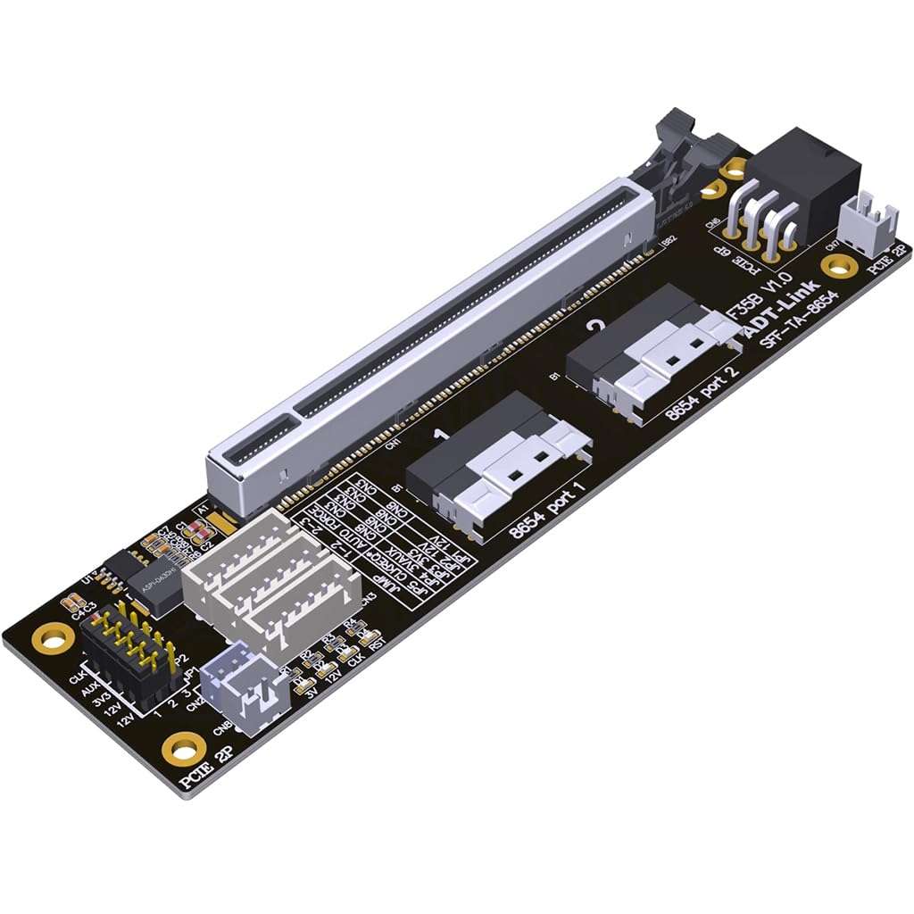 JMT ADT-F34B-F35B PCIE 4.0 x16 to x16 Extension Card Graphics Card Splitter Support 1 to 1/2 Motherboard Bifurcation (F35B) 1