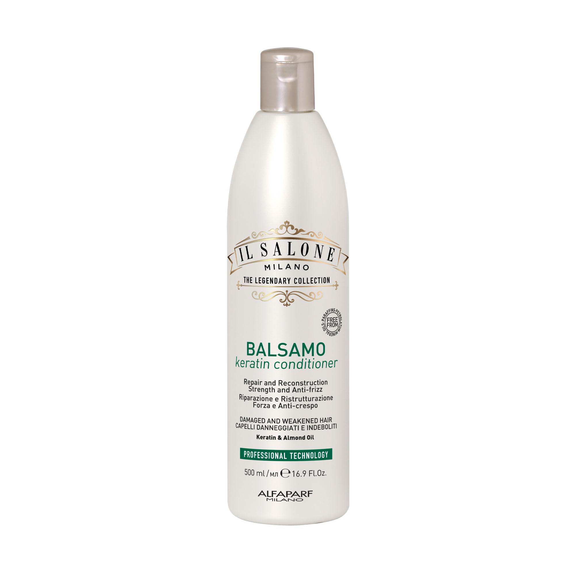 Il Salone Milano Professional Keratin Conditioner - Detangling Conditioner + Damaged Hair Treatment - Provides Frizz Control & Hair Reconstruction (16.9 oz / 500 ml) 1