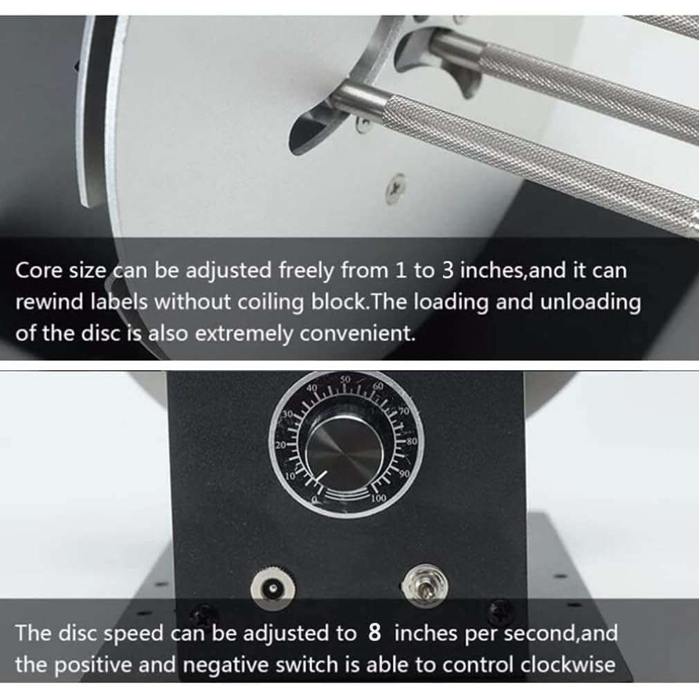 Pveanns Label Rewinder, Automatic Label Rewinder, Stainless Steel Shaft, 0-8 Inch/s Speed-Adjustable, Synchronized with Printer,Low Noise for Office, Warehouse 5