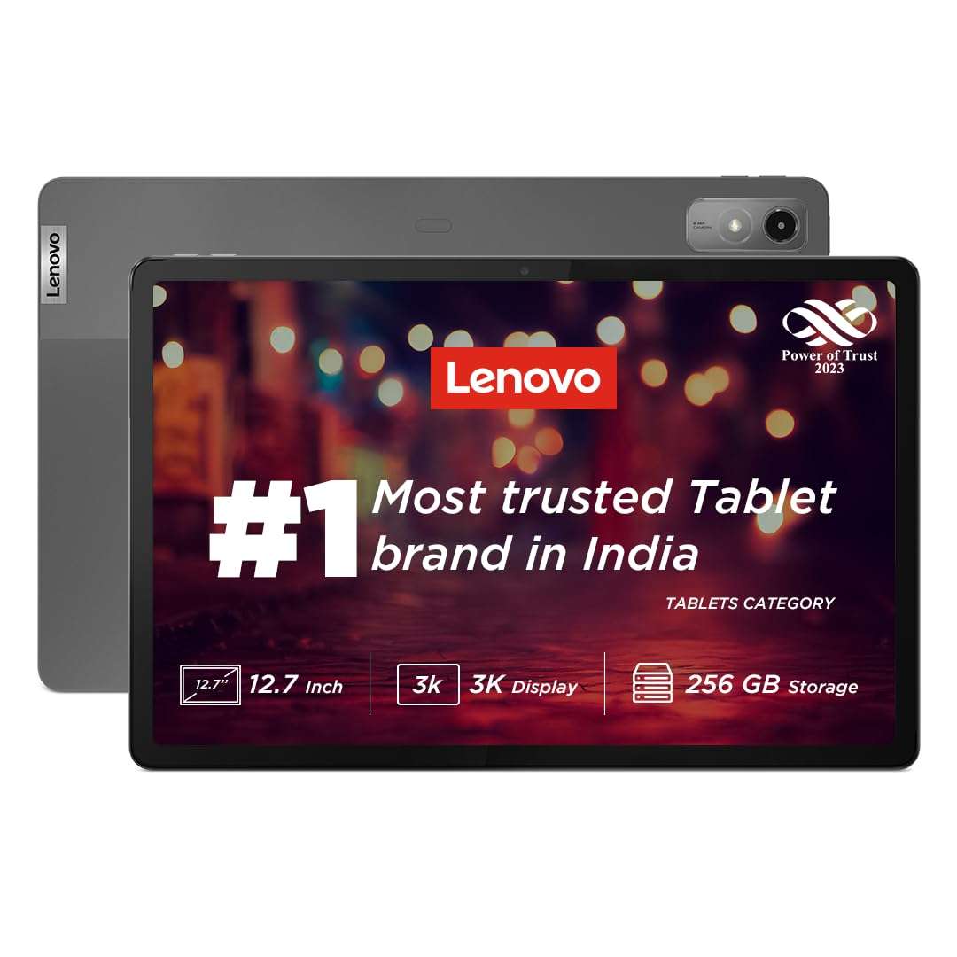 Lenovo Combo Tab P12|12.7 Inch,3K Display|8 Gb,256 Gb (Expandable Up to 1 Tb)|10200 Mah Battery Grey with ProElite Screen Protector P12 12.7/ Idea Tab Pro 12.7 inch 2025 3