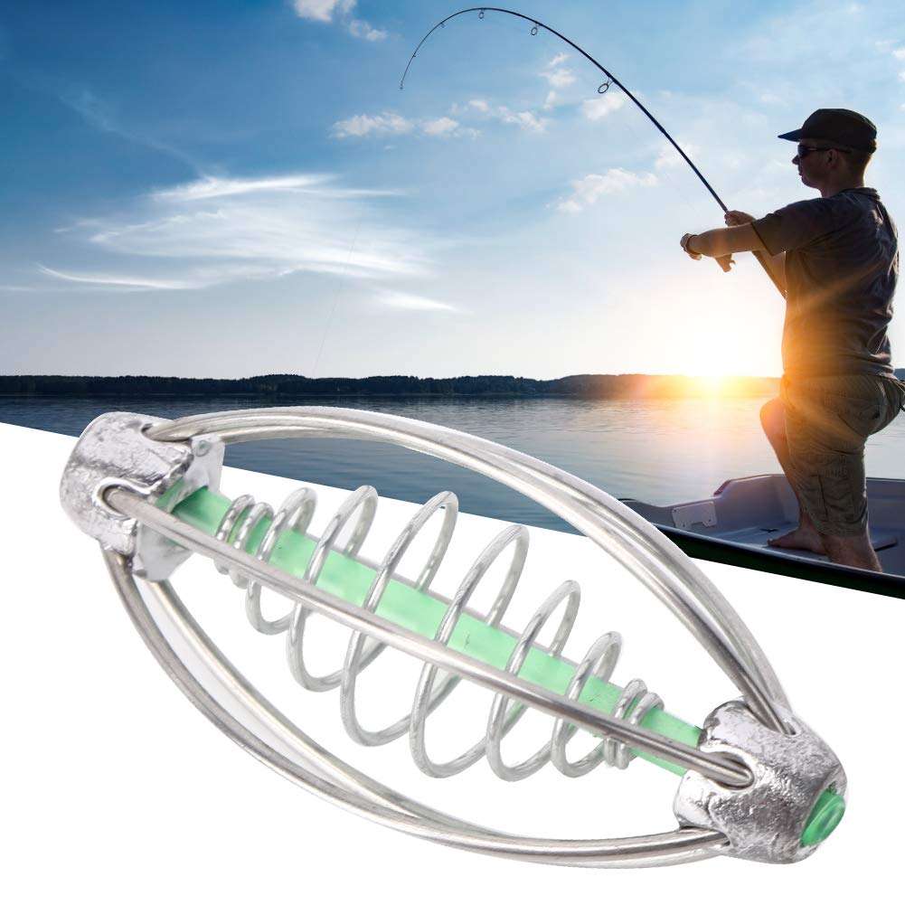Carp Bait Holder Spring Fishing Feeder,10Pcs Carp Fishing Feeder Stainless Steel Spring Fishing Feeder Bait Cage Holder Tackle Accessory with Pendant Bead(17g) 3