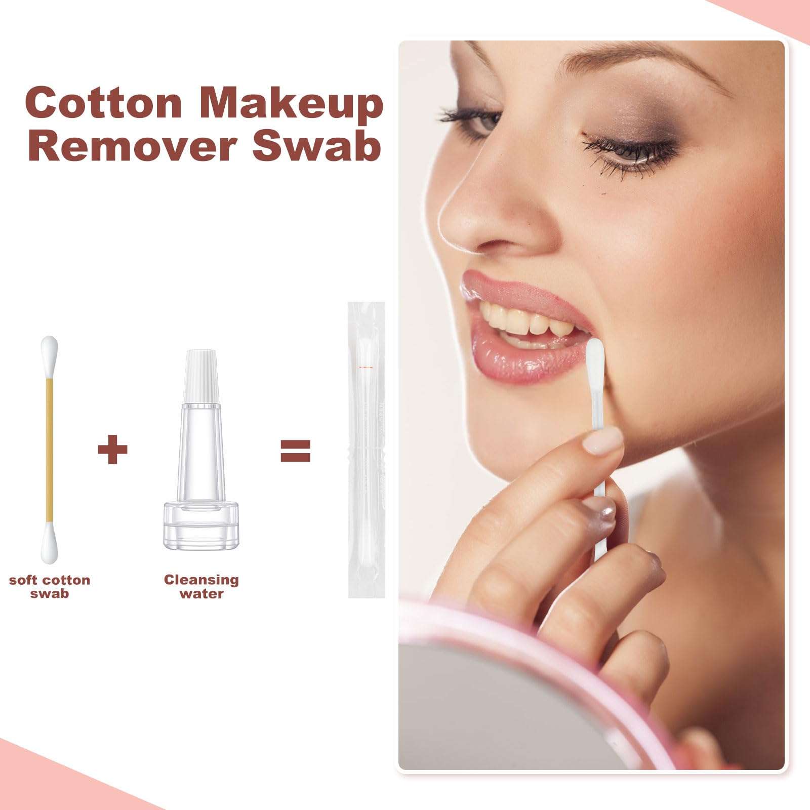 Cotton Swabs,Cotton Makeup Remover Swabs,Eye & Lip Sticks Remover,Liquid-Filled Makeup Remover Swabs Disposable Cotton Swabs for Eye/Lip/Eyebrow/Eyelash Makeup (Pack of 300) 4