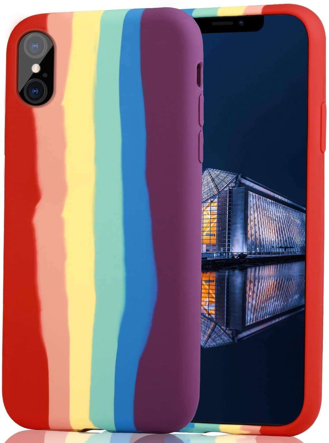 MUTEBOX Rainbow Case | Slim & Protective Design Silicone Back Cover with Logo Compatible for iPhone X (Red) 1