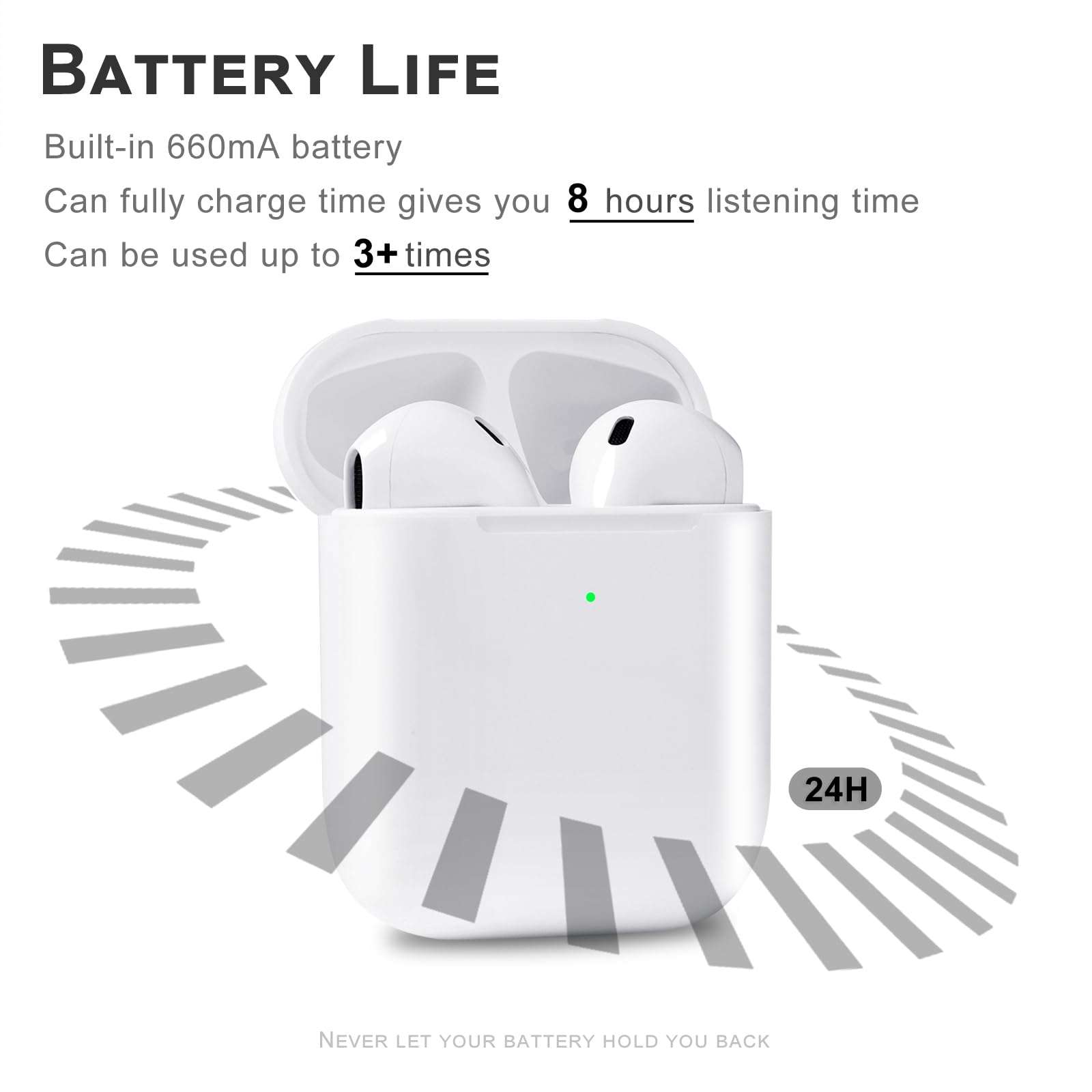 Wireless Charging Case Replacement Compatible for Airpod 1st & 2nd Generation Charging Case Bluetooth Pairing Sync Button Support Wired & Wireless Charger Case NO Earbuds 3