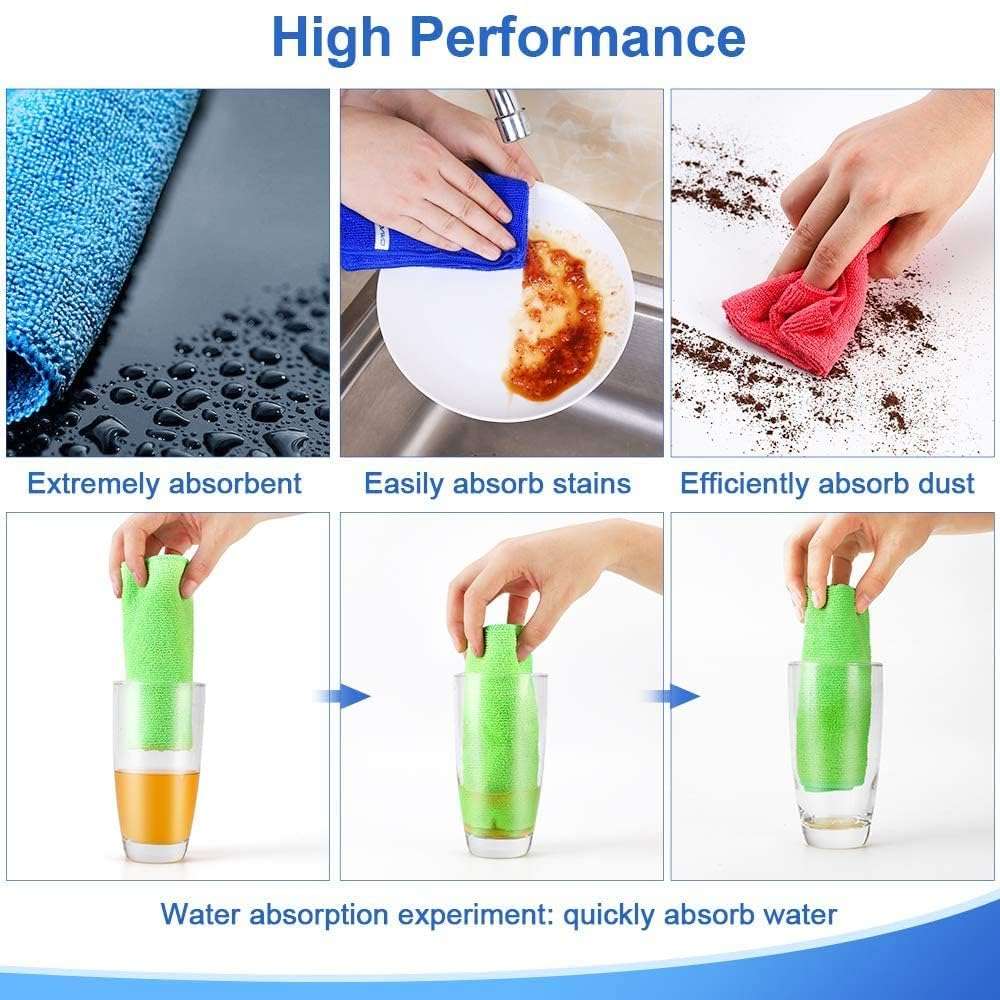 Kozdiko Car Microfiber Cleaning Cloths 40x40cms 300 GSM (Pack of 10) Multi-Colour Highly Absorbent Lint and Streak Free Wash Cloth Compatible with Ford Figo New (2015-Present) 4