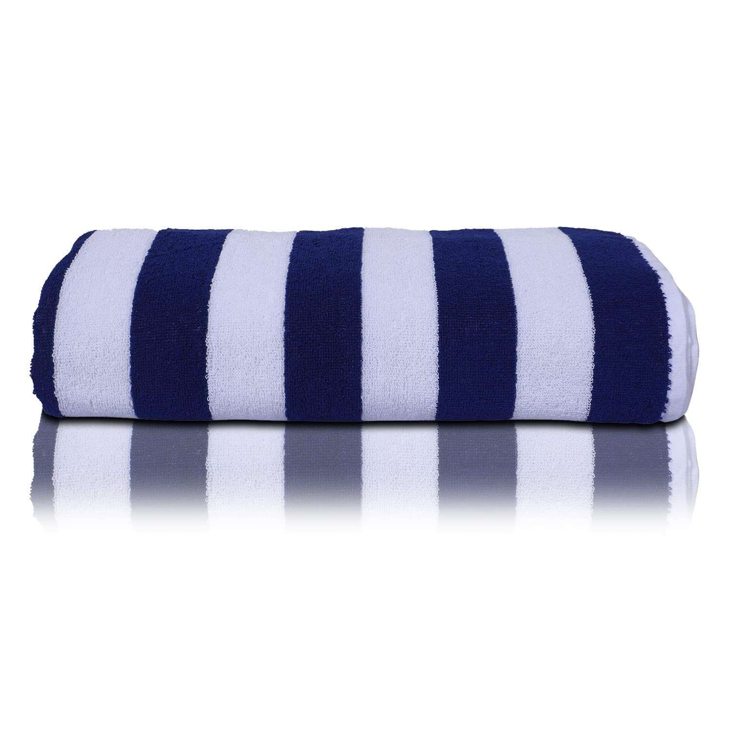 100% Pure Cotton Towel Hotel Pool/Swimming/Beach/Bath Sheet/Gym/Beach Towel Extra Large Size Bath Towel - Pack of 1 - Size 90 CM x 180 CM (36" in x 72" in) - Blue & White Stripes 1