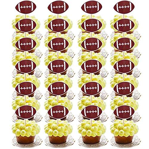24 PCS Football Cake/Cupcake Toppers - Football Party/Football Game/Sport Party/Birthday Party Decorations Supplies Favors Cake Decor 1