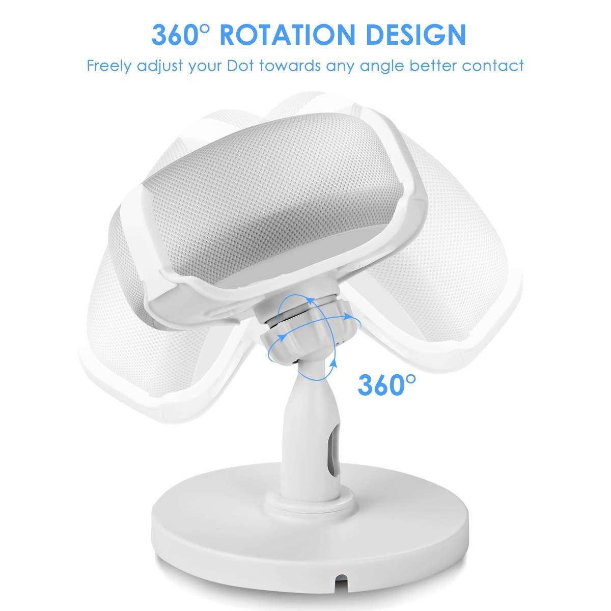 Queen.Y Table Holder for Echo Dot 3rd Generation,360° Adjustable Stand Bracket Mount Space- Saving Original Outlet Hanger and Smart Home Speaker,Tilt Function,Anti- Slip Base,Without Muffled Sound 2