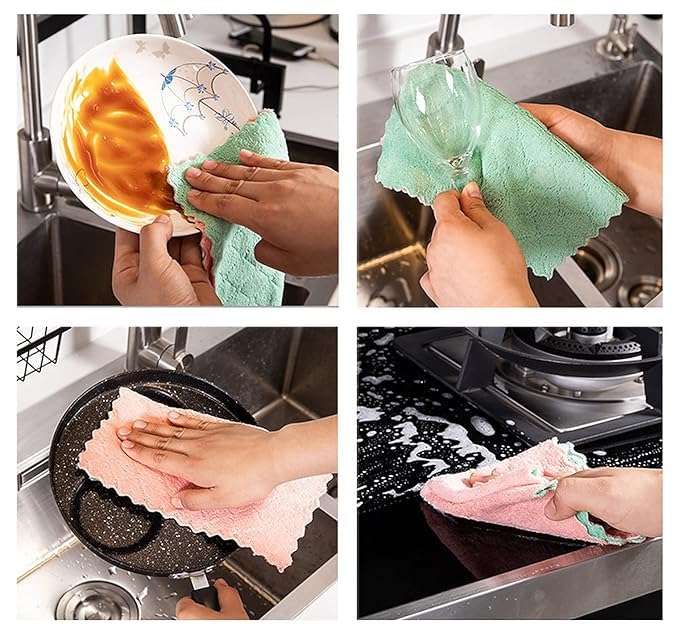 FRESHSHINE Plain Face Towel/Handkerchief 400 GSM Extra Soft & Super Absorbent Face Towels for Women's, Kid's & Newborn Babies Set of 6 pcs (25x25 CM) - Multicolor 6