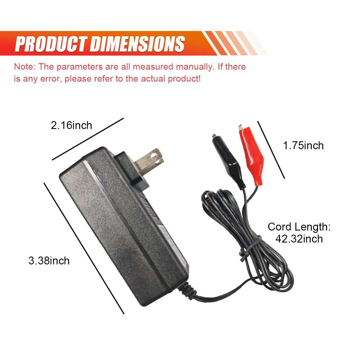 DUSCOKE 12V Sealed Lead Acid Smart Battery Charger SLA Maintainer, Automatic Car Battery Charger with LED Charge Status Indicator Light & Alligator Clips, Compatible with Car Motorcycle Truck 3