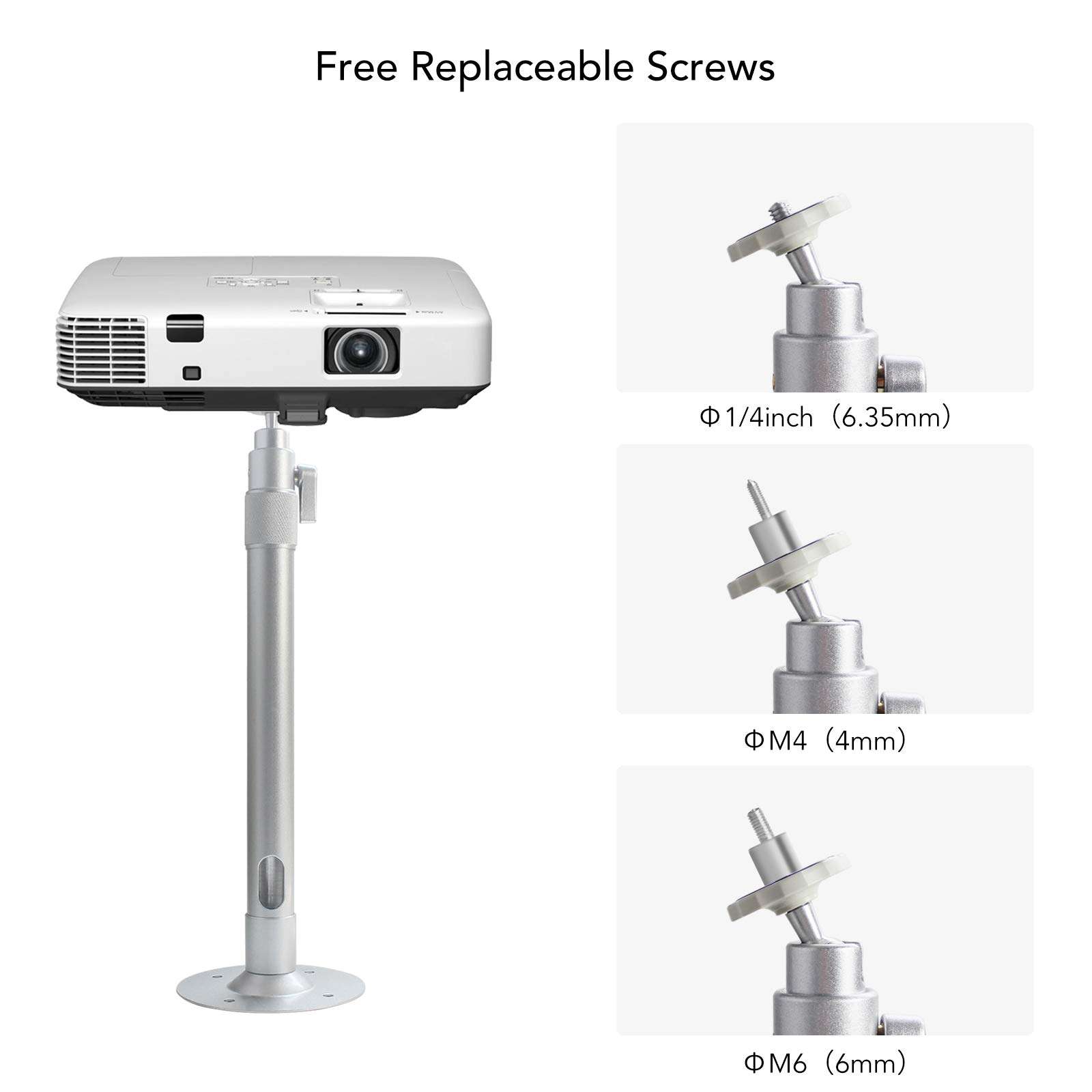 Universal Ceiling Projector Mount 23.6-41.3inch Silver Height Adjustable Wall Mount 360°Rotation Extendable Projector Hanger Long Projector Bracket Multifunctional for Projectors CCTV DVR Camera 5