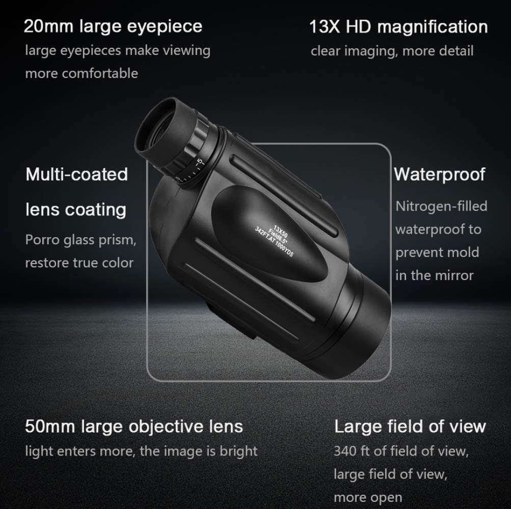 LSN Monocular 13x50 High Power Binoculars,Waterproof Telescope,for Hiking Camping Watch The Game and Tourism Etc a/A/As Shown 3