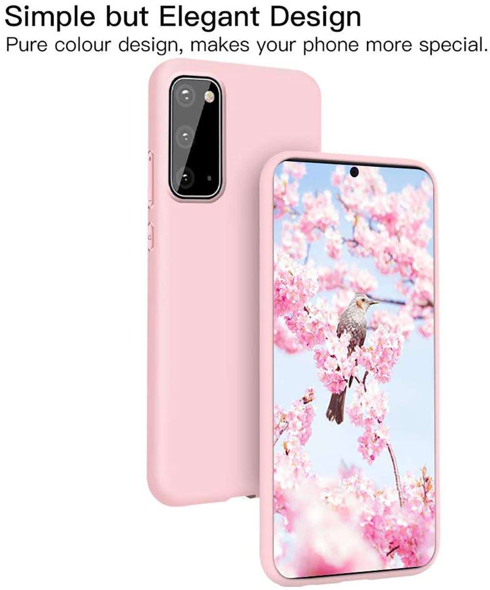 Leton-US Samsung Galaxy S20 Plus Phone Case,Soft Slim Silicone Case Gel Rubber Bumper Case Anti-Scratch Shockproof with Microfiber Lining Protective Shell Cover for Samsung Galaxy S20 Plus Pink 3