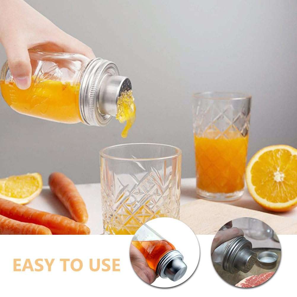 OUNONA 10pcs Stainless Steel Mason Jar Shaker Lids Versatile Spice Dispenser Cocktail Shaker Covers for Salt Sugar Spices and Flour Storage Easy to Use and Store 5