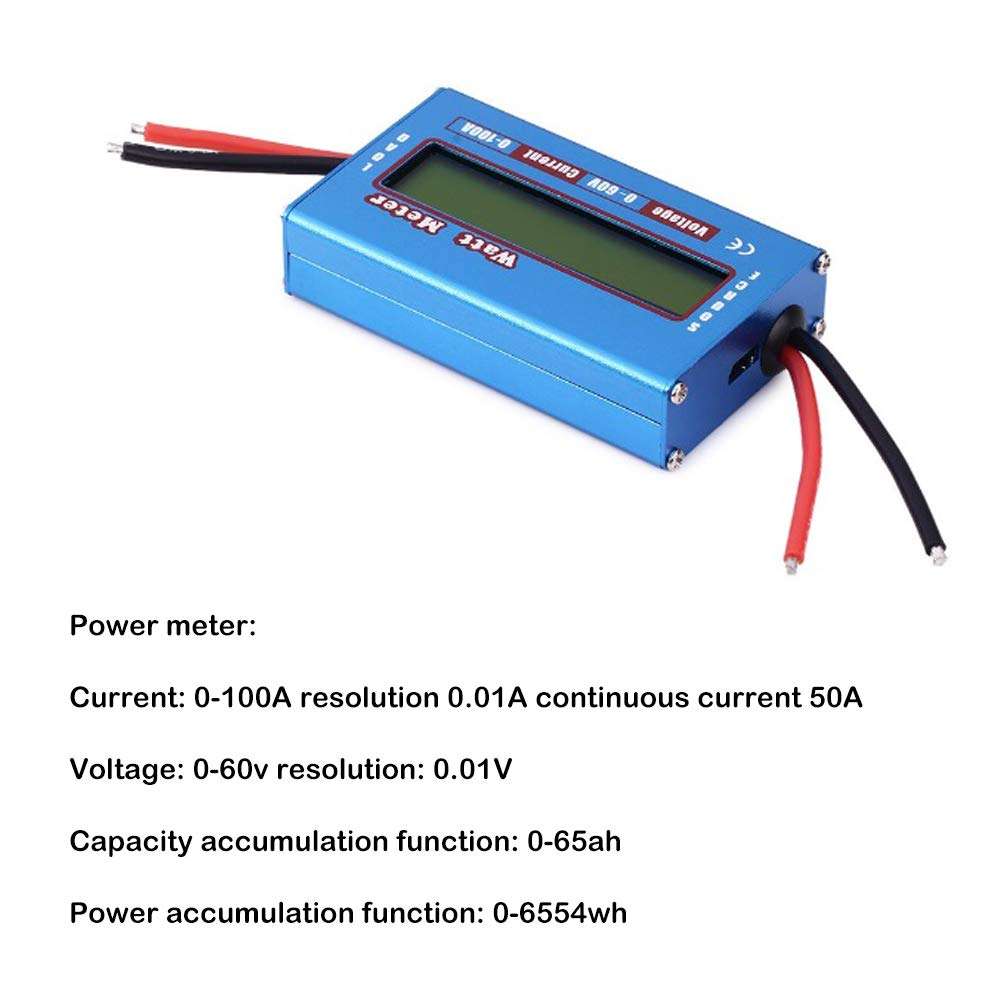 TEAMNIGT 1 Pcs DC 60V/100A RC Watt Meter LCD Digital Monitor Ammeter Voltage Checker RC Battery Power Amp Analyzer 3