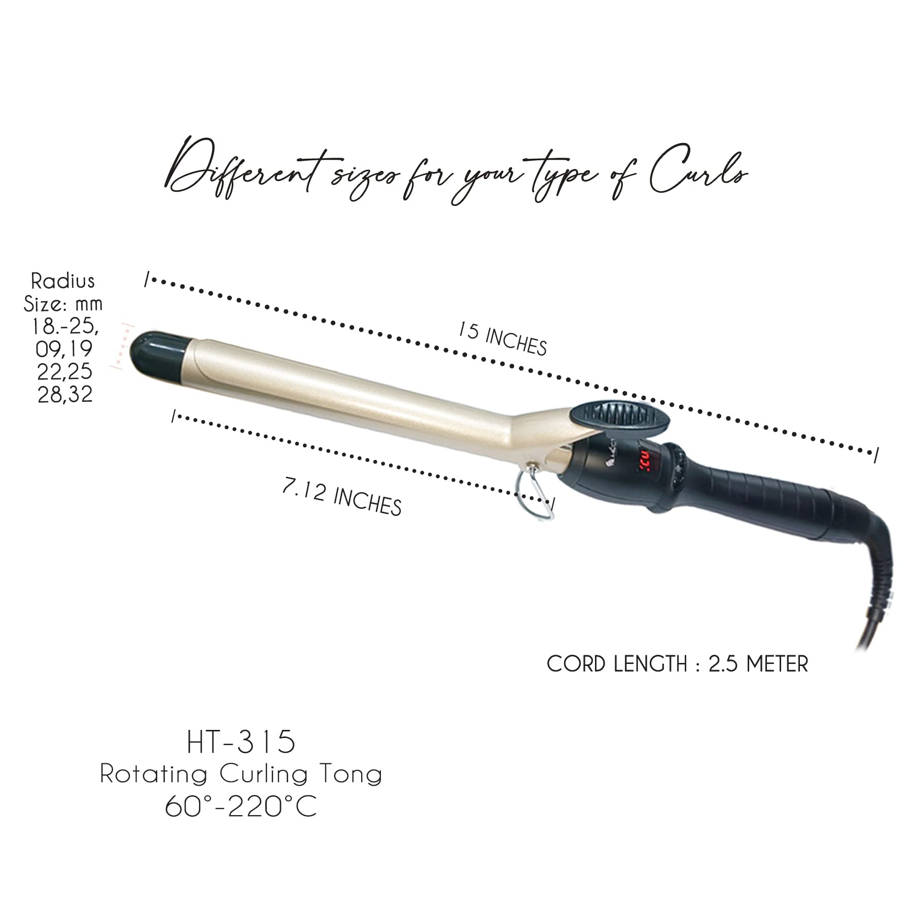 Hector Professional Rotating Curling Iron (Tong) 22 MM 4