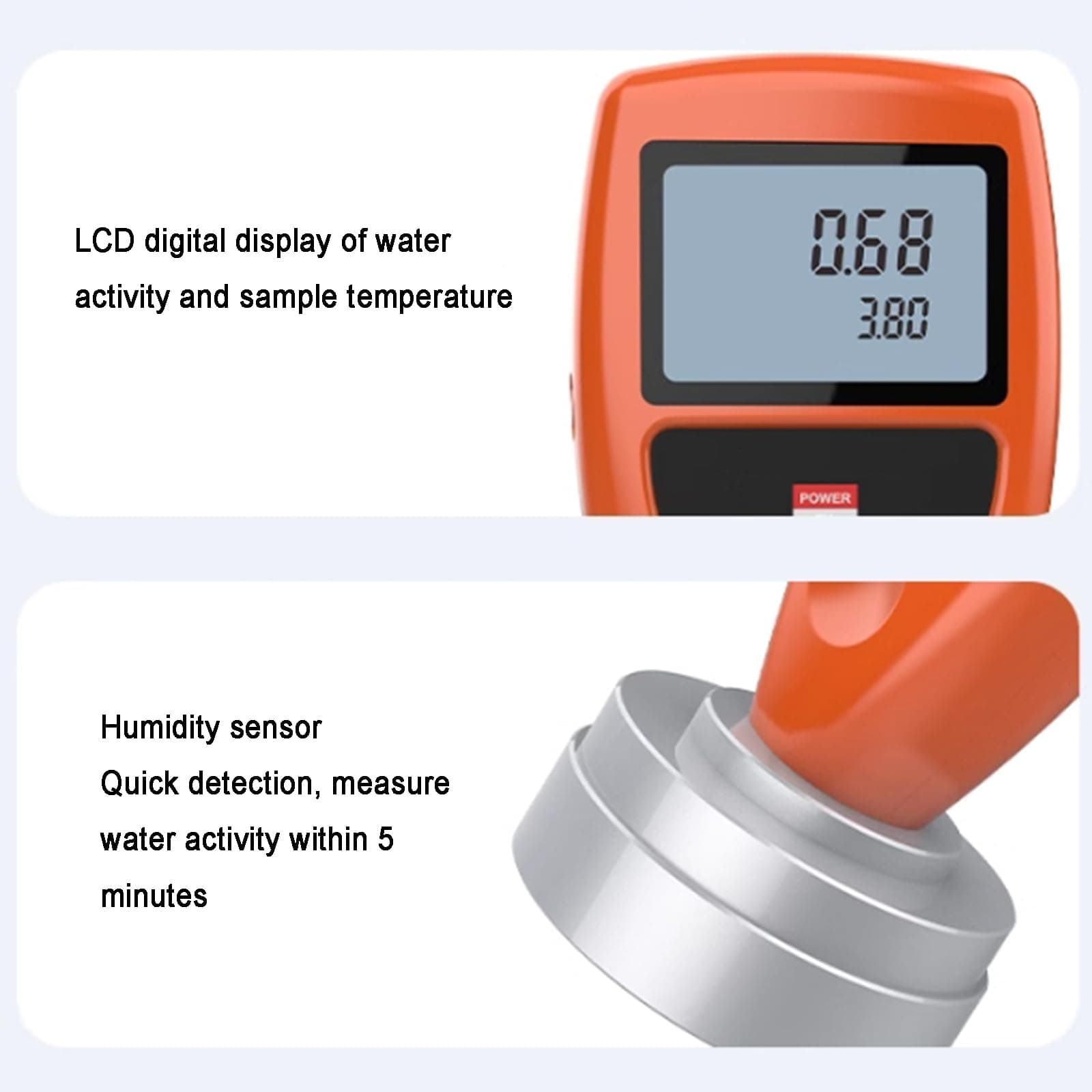 Water Activity Meter, Smart Food Water Activity Monitor, with LCD Screen, Non Conductive Humidity Sensor, Range 0~1.0aw, for Tester Jerky Dried Fruit Grain Vegetable 4