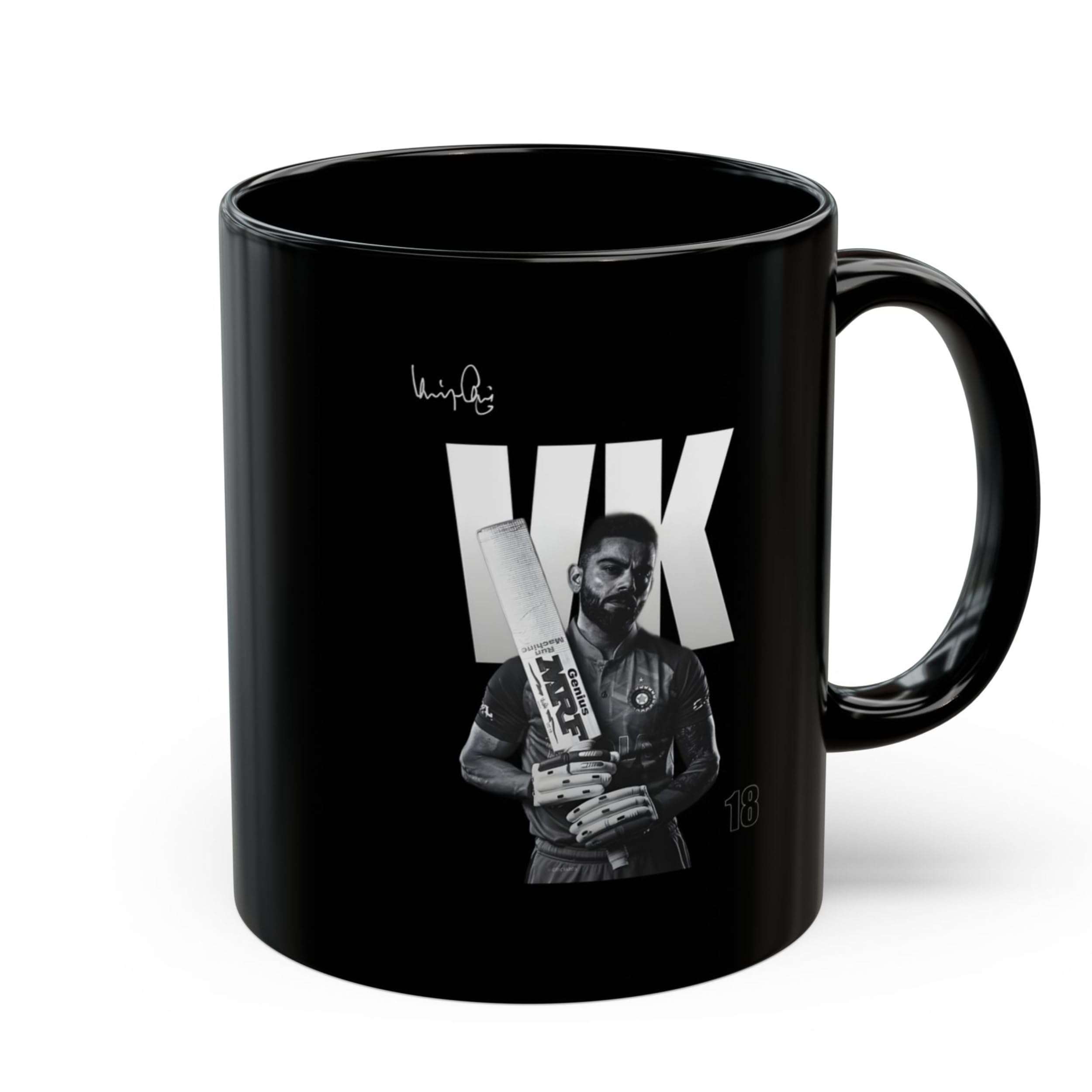 DC ENTERPRISES Virat Kohli Black Ceramic Coffee Mug | VK Signature Design Tea & Coffee Cup | Premium Glossy Finish | Cricket Fan Gift for Men & Women | Microwave & Dishwasher Safe | 350 ml 3