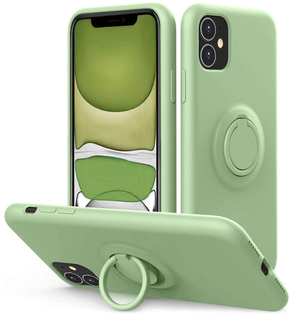 Vooii for iPhone 11 Case Kickstand | Baby Grade Liquid Silicone | 10ft Drop Tested Protective, Microfiber Lining Shockproof Full-Body Cover Case for iPhone 11 - Matcha 1