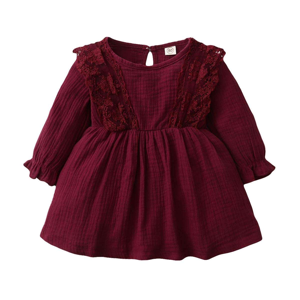 SANMIO Toddler Baby Girls Clothes Dresses Outfits Cute Ruffle Princess Party Tutu Bowknot Dress (3-4T, Wine Red-2) 1