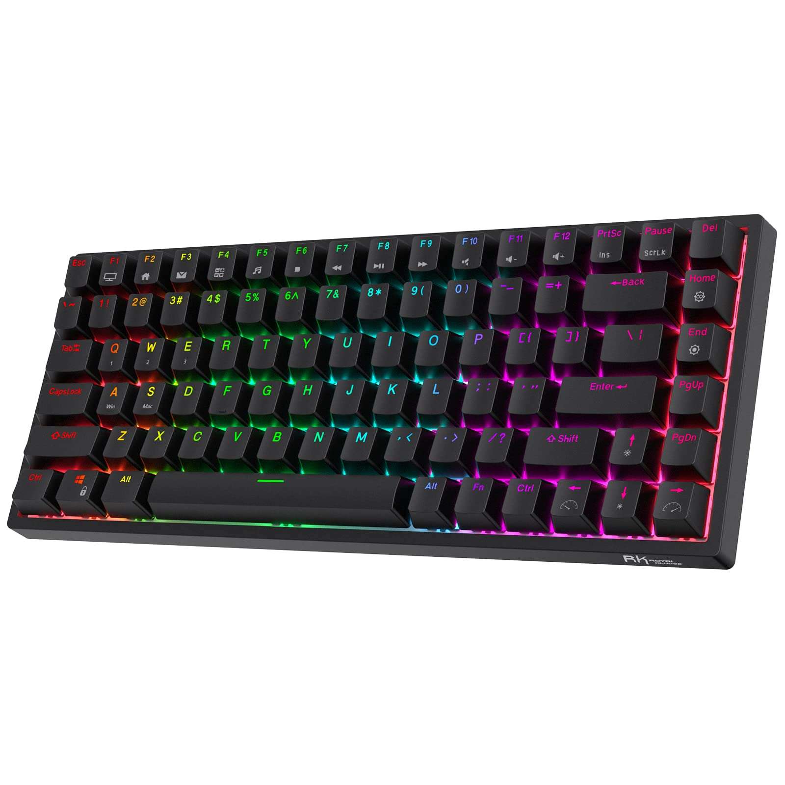 RK ROYAL KLUDGE RK84 Wireless RGB 75% Triple Mode BT5.0/2.4G/USB-C Hot Swappable Mechanical Keyboard, 84 Keys Wireless Gaming Keyboard w/High-Capacity Battery, Clicky Blue Switch 1