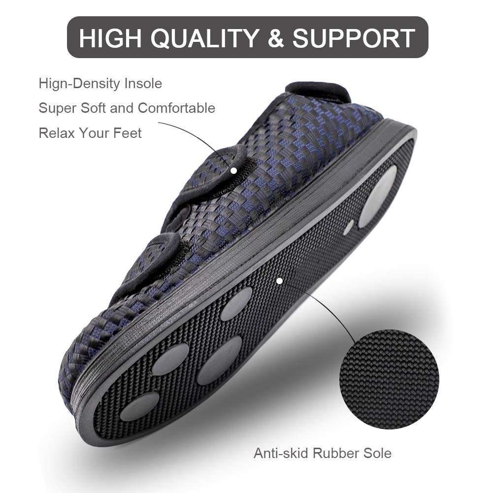MEJORMEN Womens Diabetic Slippers Swollen Feet Adjustable Touch Close Strap Edema House Shoes Sandals Comfortable Extra Wide Fit Footwear Relief for Arthritis Mother Elderly Indoor Outdoor 4