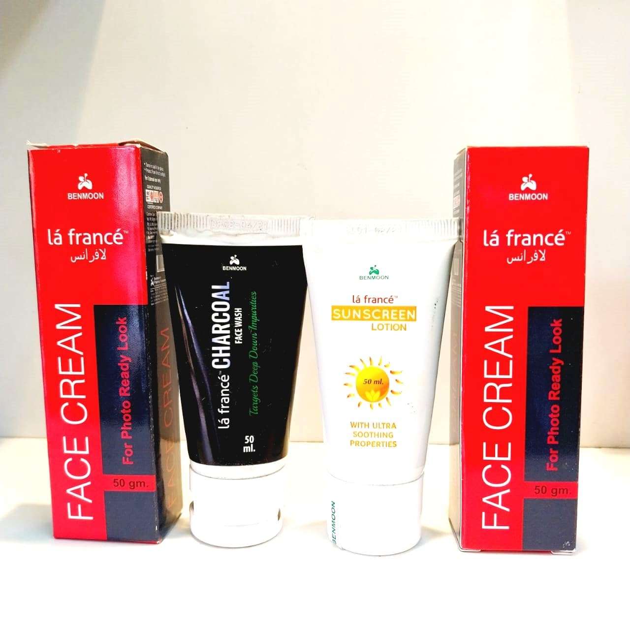 Benmoon Combo pack of 1 SUNSCREEN LOTION 1 FACE CREAM 1 CHARCOAL FACE WASH 1