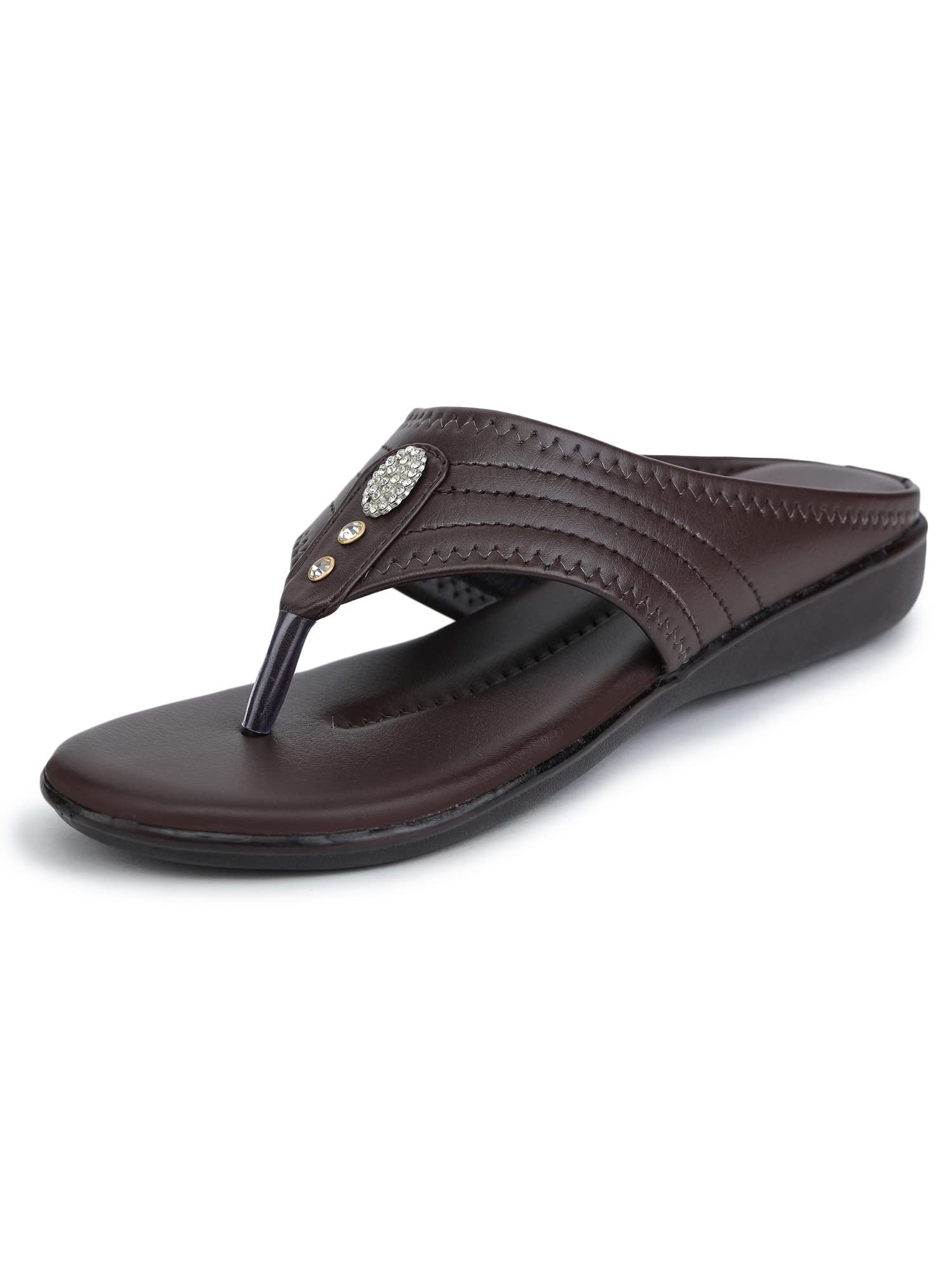 Bootco Flat for Womens & Ledies Attractive Silver Nag Design With Comfortable Soft Feel During Wearing This Trending Brown Color Easy To Fitt Flat Slipper 5