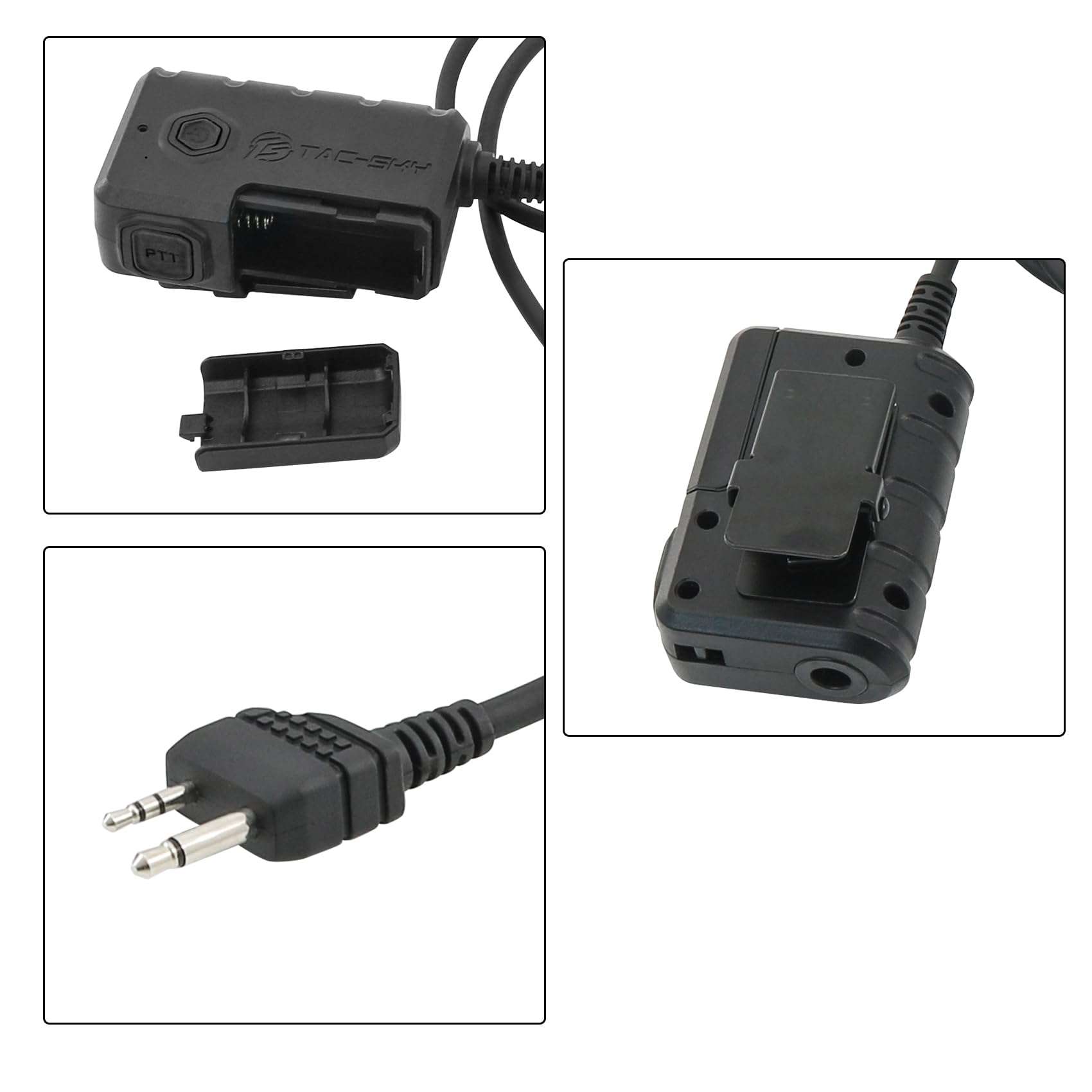 TACGZGJSM 2pin Extension Cable PTT for Midland Radio, 7.0mm Plug（Black） 3