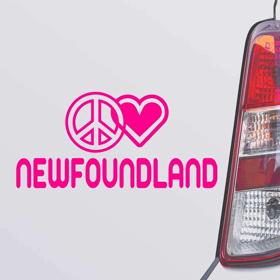 Custom Brother - Peace Love Newfoundland Pink Color Car Laptop Wall Bumper Decal Sticker, DesX39 1