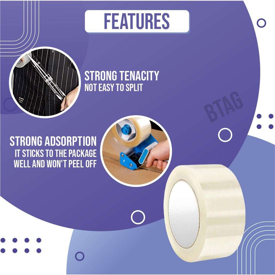 CRAE Transparent Packaging Cello Tape For Office, Home and E-Commerce Packing | 100M | Pack of 2 3