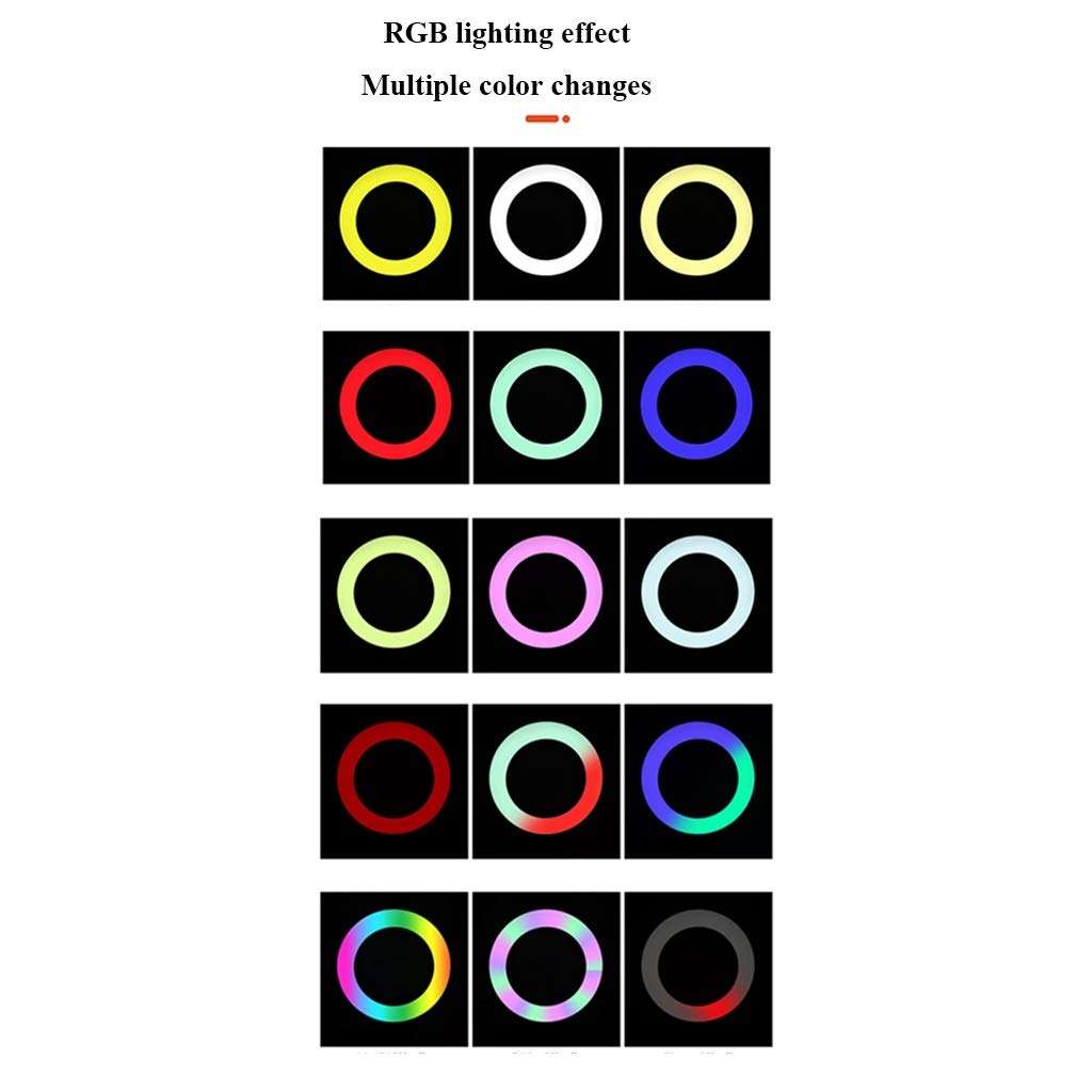 QFFL LED Ring Light RGB Ring Light with Extendable Tripod Stand and Flexible Phone Holder Button Controller Operation for Video/Live Stream/Makeup/Photography (Color : 68-210cm, Size : 26CM) 2