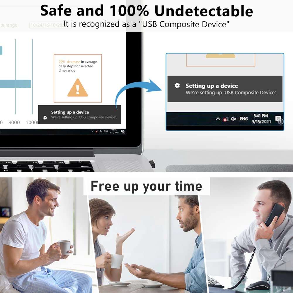 AUEDROT Mouse Jiggler Undetectable USB Mouse Mover NO Software Required for Computer, Automatic Mini Mouse Shaker Driver-Free Mouse Movement Simulator Keep Computer/Laptop Awake, Plug & Play (2 PCS) 2