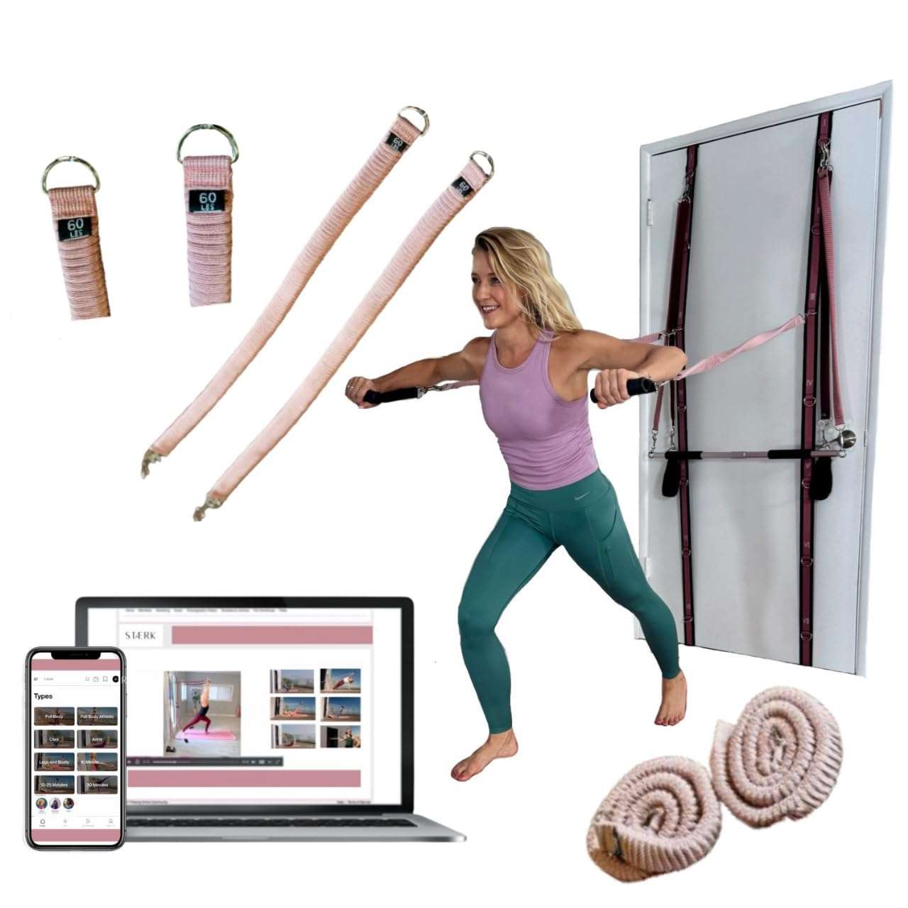 STAERK Medium Resistance Band Set - Pilates Resistance Exercise Bands - at-Home Pilates for Strength & Flexibility 4