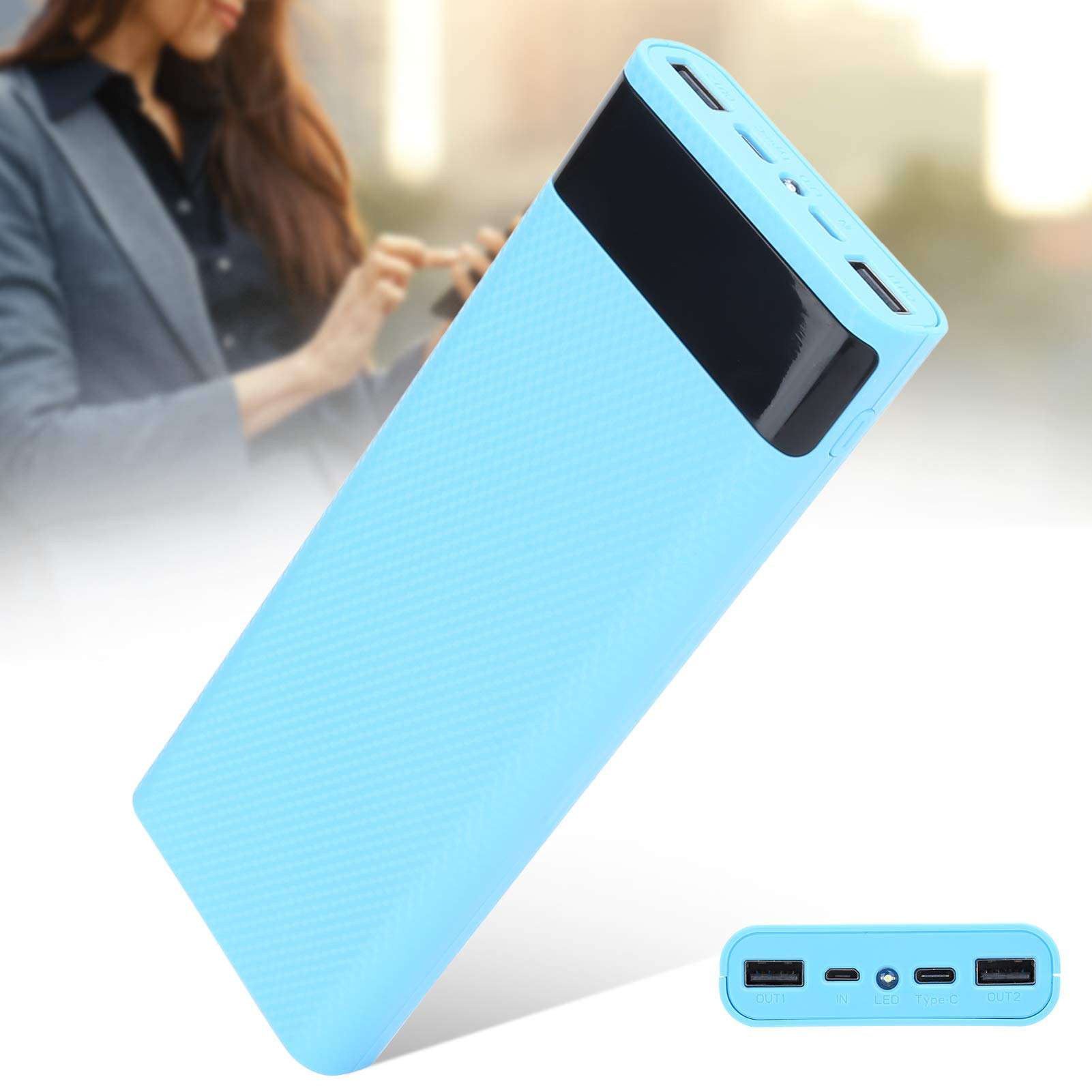 8X 18650 Battery Power Bank, LED Flashlight Battery Storage Box, Power Protection Lightweight DIY for Tablets Power Bank Supply Jacking Accessory Smart Phones(Blue) 4