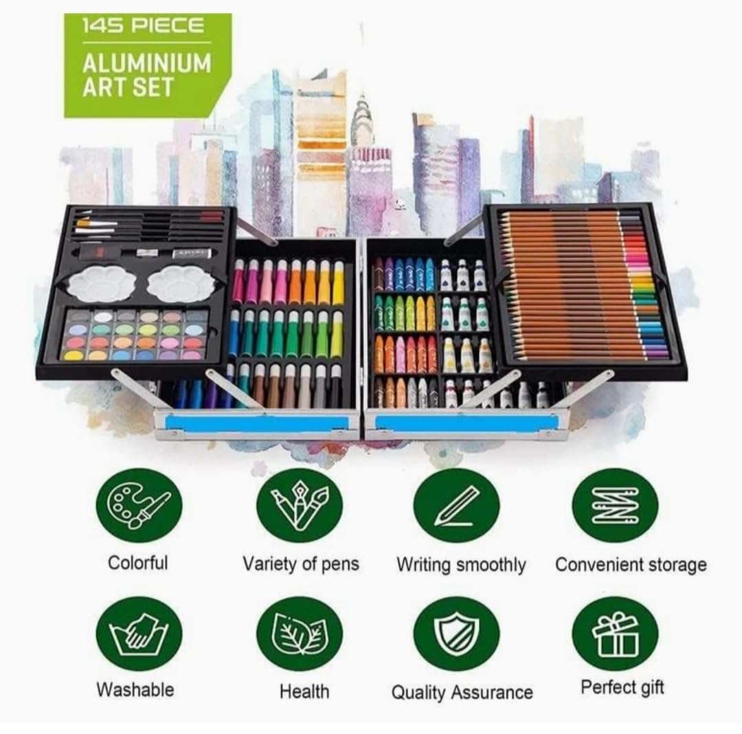 SHARNGA-Art Set for Kids, 145 Pcs Drawing Kit with Oil Pastels, Paint Brushes, Multiple Coloring Kit, Professional Drawing Pencil, Watercolor, Sketches, Acrylic Tube(As Per Stock) Unicorn Art Set 3