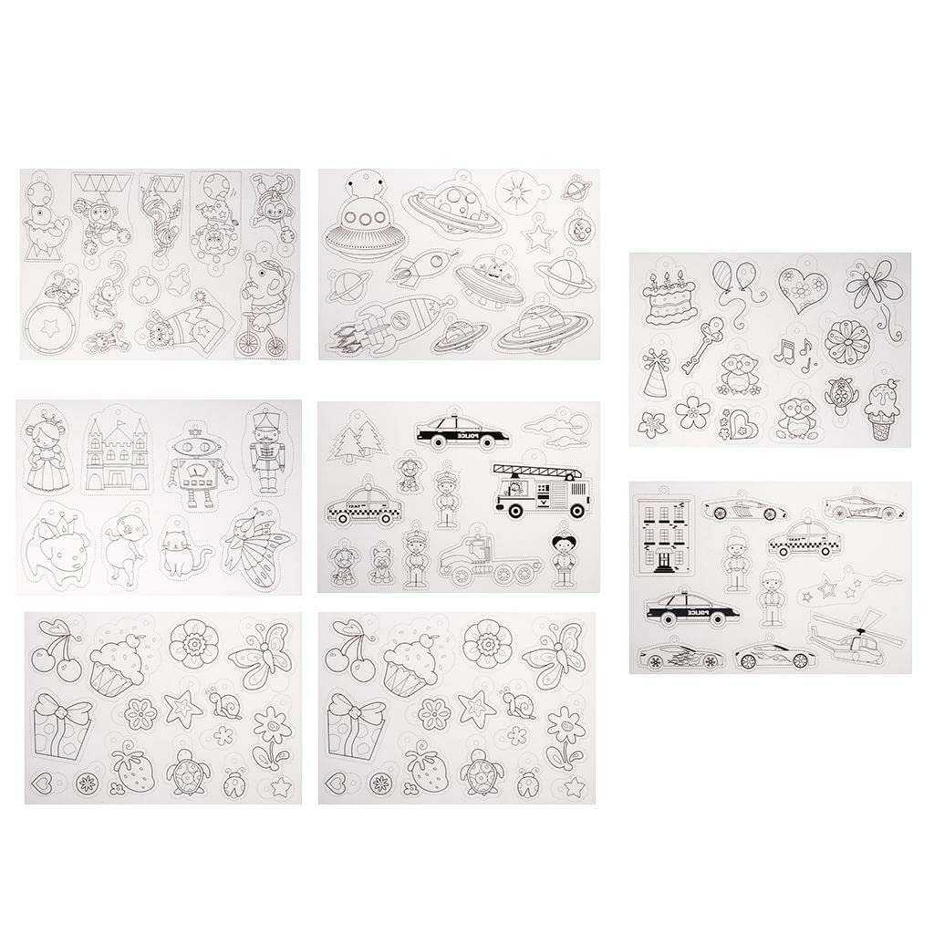 myaddiction 8 Sheets DIY Printer Inkjet Clear Shrink Plastic Sheets Drawing Paper Film Multi Patterns Shapes for Making Jewelry Pendant Charms Key Chain Crafts