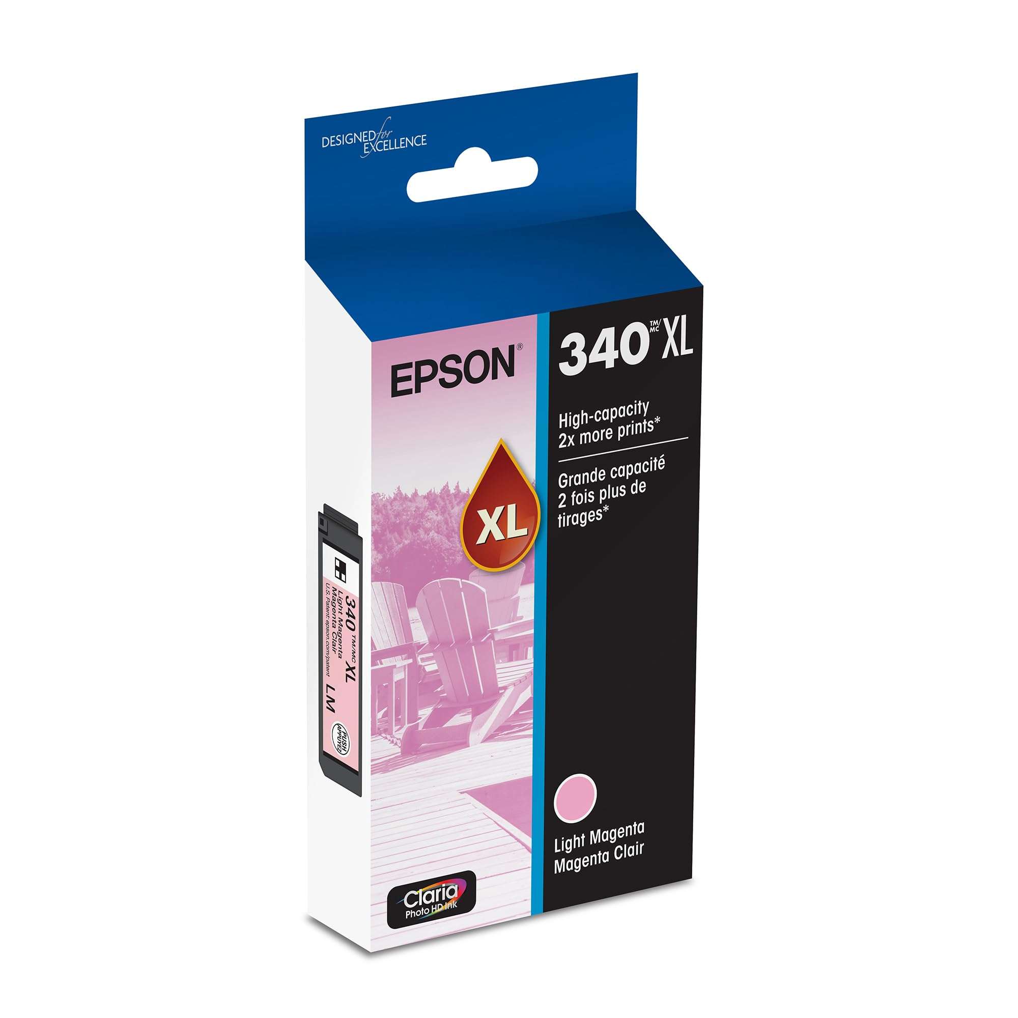 Epson 340 Claria Photo HD Ink High Capacity Light Magenta Cartridge (T340XL620-S) Works with Expression Photo XP-8800 1