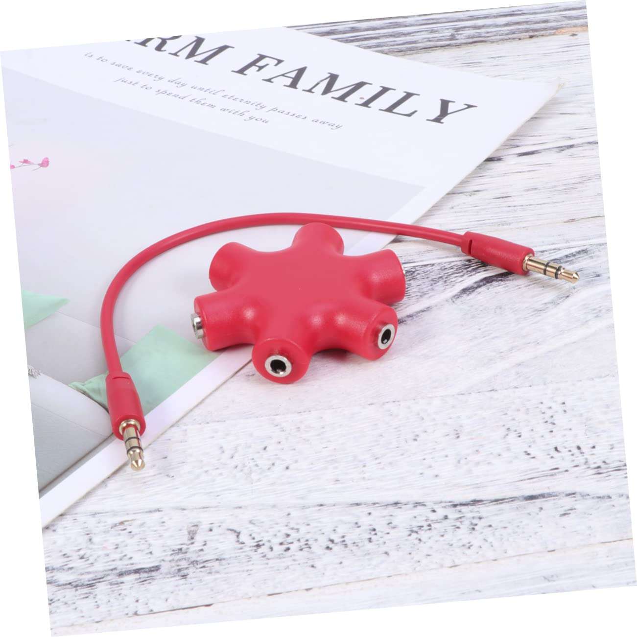 Mipcase 5 Way Headphone Splitter Adapter Port Female Audio Connector for Phone Music Player Compatible with Devices Red 5