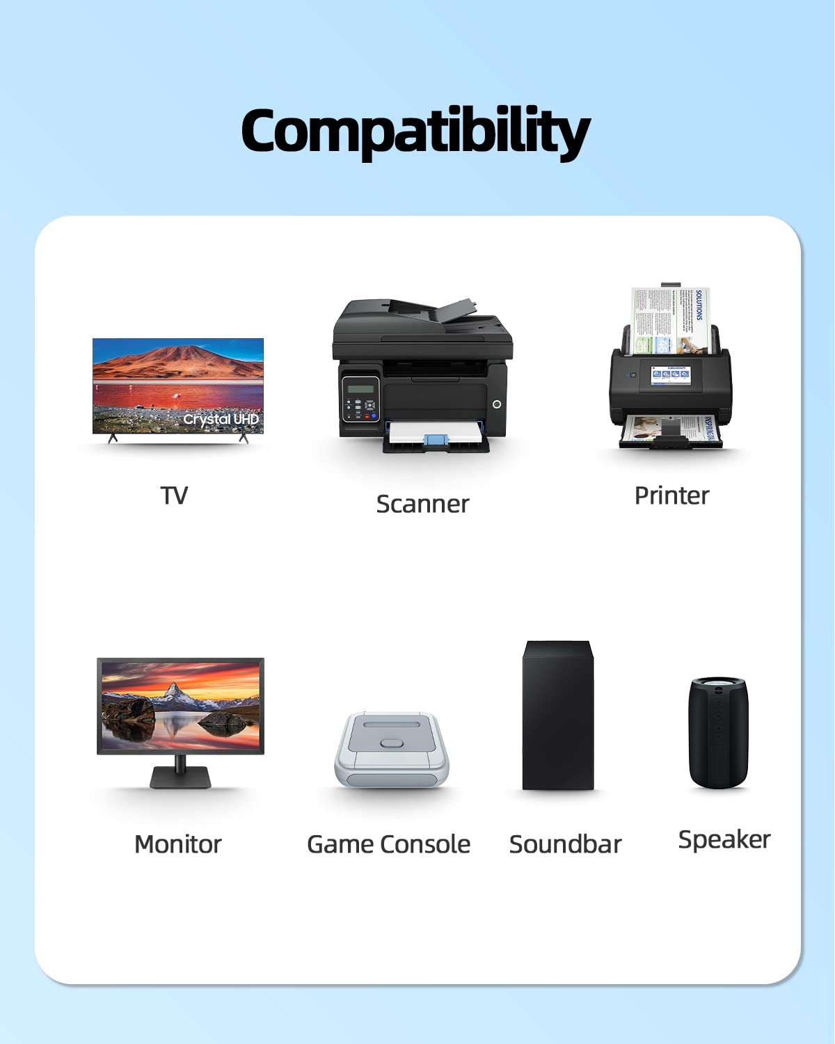 Power Cord Fit for Canon Printer Pixma MX/MG/MP/IP Series Replacement Cable - (ETL Listed Cable) 3