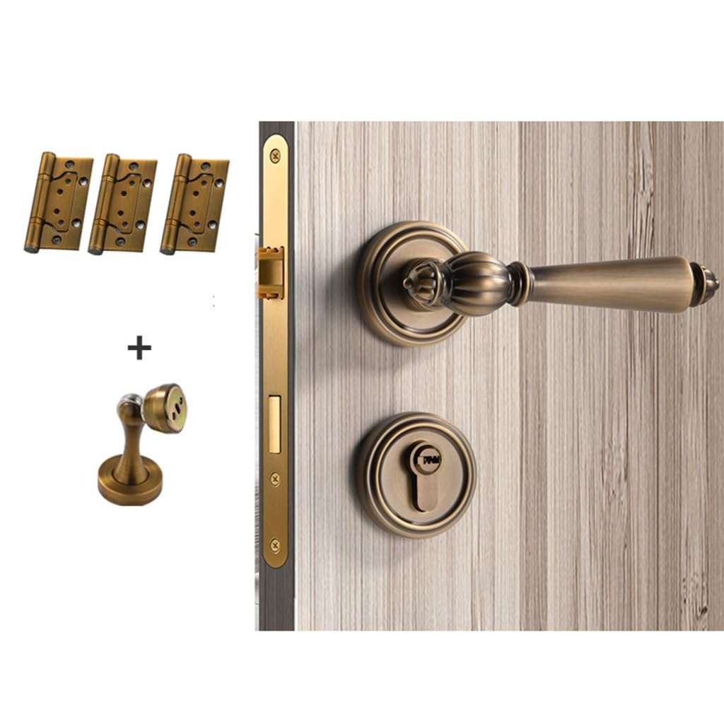 NFGLLWQ Interior Split American Set Bedroom Magnetic Mute American French Handle Wooden Door Lock 5