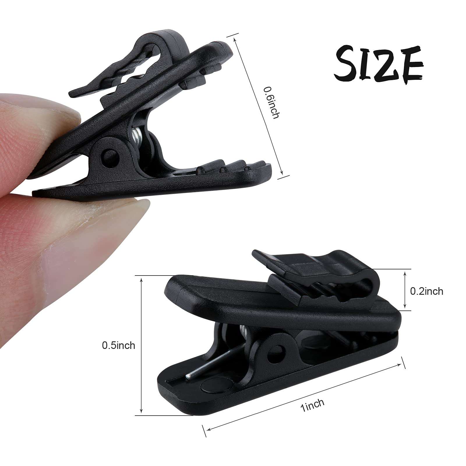 MUZHI Headphone Clip,Small Cable Clothing Clips,Earbud Clip to Keep Earphone/Microphone Cord in Place for 1.5mm Wire Diameter Round Wire Earphone 1 Inch Length,20Pcs (Black) 2