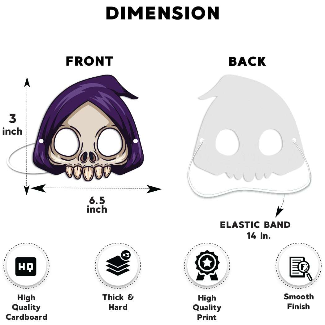 Festiko® Halloween Theme Eye Masks (42 Pcs), Halloween Theme Party Supplies, Return Gifts for Kids, Halloween Theme Party Items,Grip Reaper Eye Masks for Kids 4